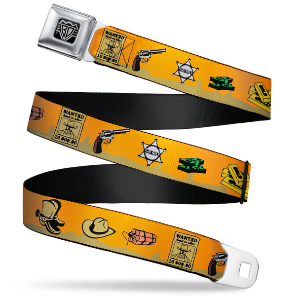 buckle down BD Wings Logo CLOSE-UP Full Color Black Silver Seatbelt Belt - Old Western Multi Color Webbing