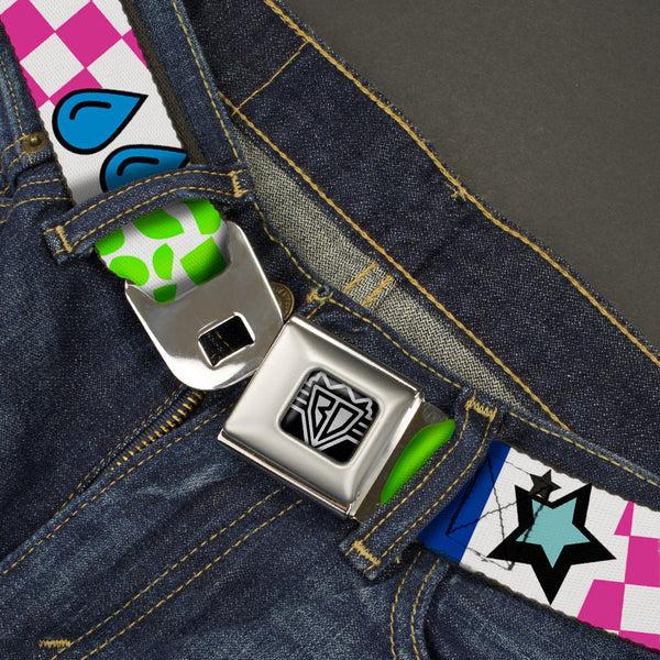 Buckle Down BD Wings Logo CLOSE-UP Full Color Black Silver Seatbelt Belt - Icons & Patterns 1 Webbing