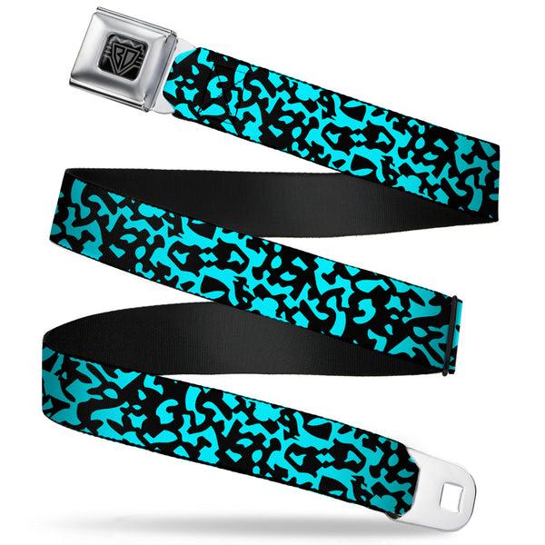 buckle down BD Wings Logo CLOSE-UP Full Color Black Silver Seatbelt Belt - Eighties 1 Blue/Black Webbing