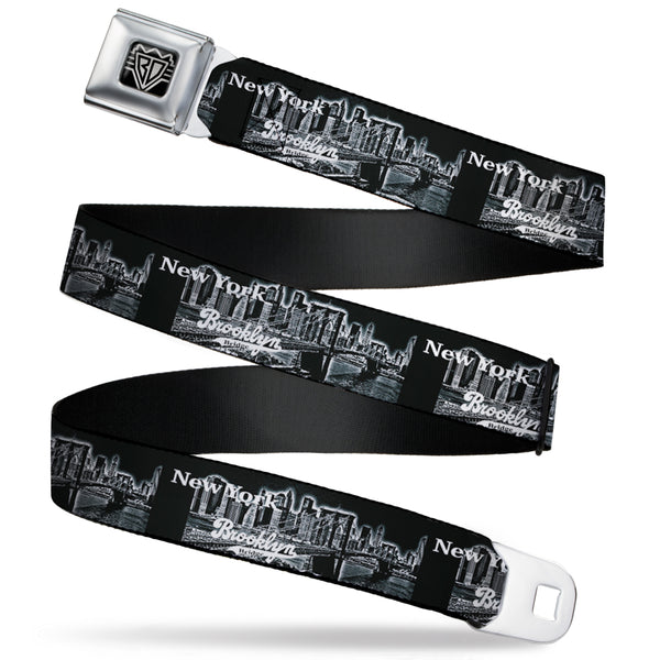 buckle down BD Wings Logo CLOSE-UP Full Color Black Silver Seatbelt Belt - Brooklyn New York Webbing