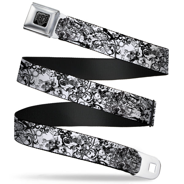 buckle down BD Wings Logo CLOSE-UP Full Color Black Silver Seatbelt Belt - BD Chaos Webbing