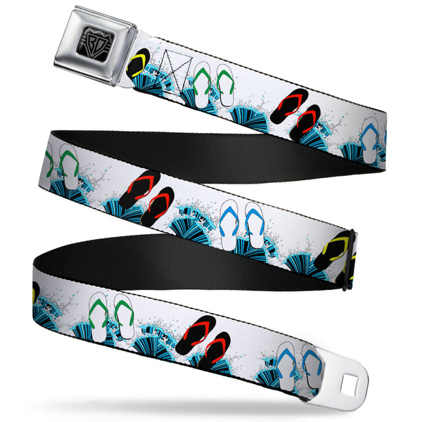 buckle down BD Wings Logo CLOSE-UP Full Color Black Silver Seatbelt Belt - Beach Flip Flops Webbing
