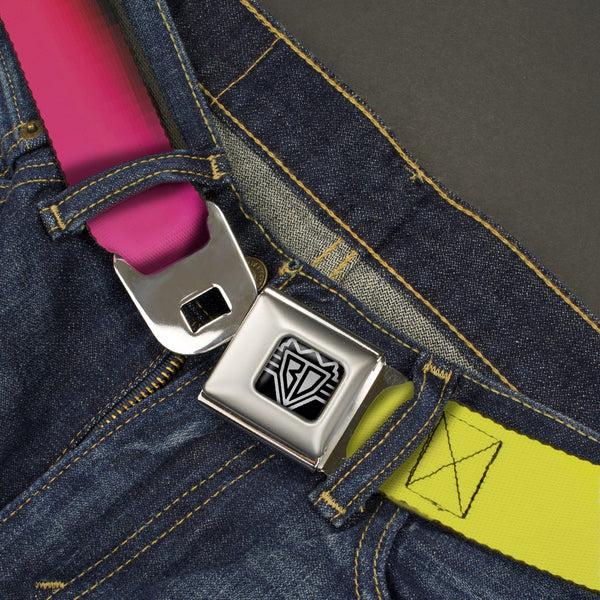Buckle Down BD Wings Logo CLOSE-UP Full Color Black Silver Seatbelt Belt - BD Psychedelic Webbing
