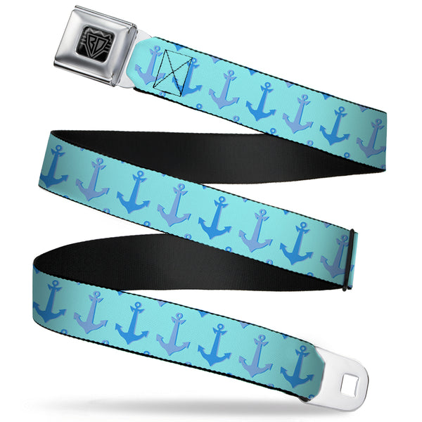 buckle down BD Wings Logo CLOSE-UP Full Color Black Silver Seatbelt Belt - Anchor2 CLOSE-UP Turquoise/Blues Webbing