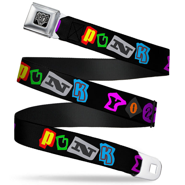 buckle down BD Wings Logo CLOSE-UP Full Color Black Silver Seatbelt Belt - Punk You Black/Full Color Webbing