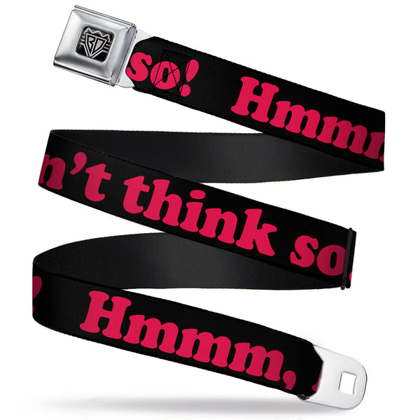 buckle down BD Wings Logo CLOSE-UP Full Color Black Silver Seatbelt Belt - HMMM I DON'T THINK SO Black/Pink Webbing