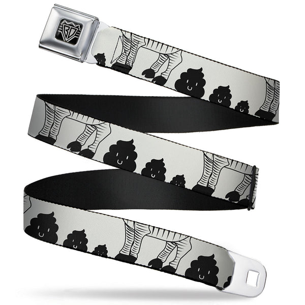 buckle down BD Wings Logo CLOSE-UP Full Color Black Silver Seatbelt Belt - Zebra Poops Off-White/Black Webbing