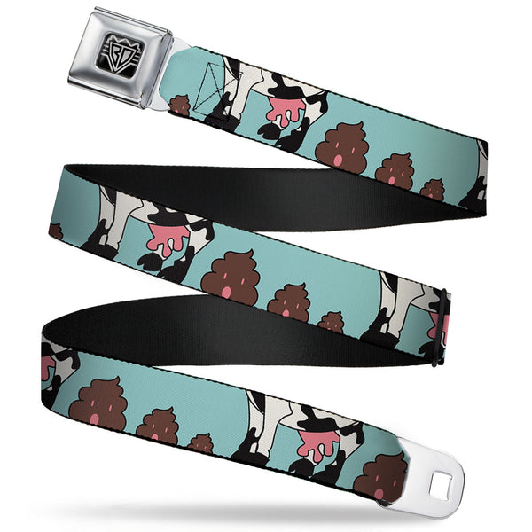 buckle down BD Wings Logo CLOSE-UP Full Color Black Silver Seatbelt Belt - Zebra Poops Color Webbing