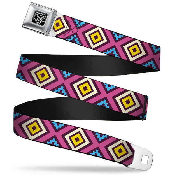 buckle down BD Wings Logo CLOSE-UP Full Color Black Silver Seatbelt Belt - Geometric1 Burgundy/Pink/Tan/Yellow/Baby Blue Webbing