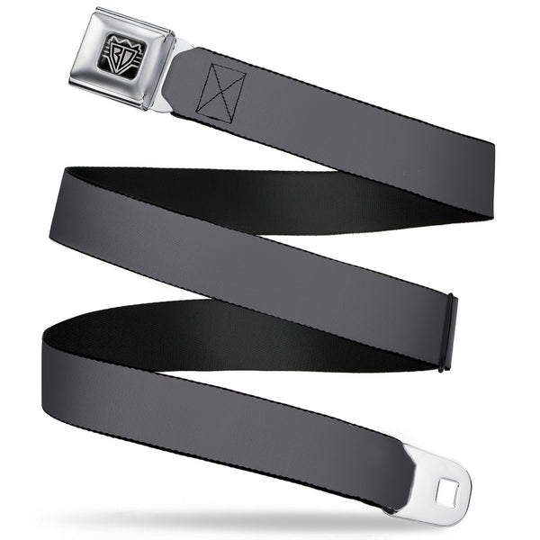 buckle down BD Wings Logo CLOSE-UP Full Color Black Silver Seatbelt Belt - Charcoal Webbing