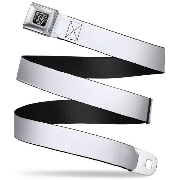 buckle down BD Wings Logo CLOSE-UP Full Color Black Silver Seatbelt Belt - White Webbing