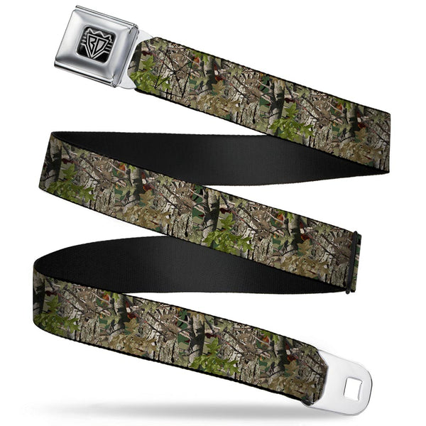 buckle down BD Wings Logo CLOSE-UP Full Color Black Silver Seatbelt Belt - Hunting Camo Webbing