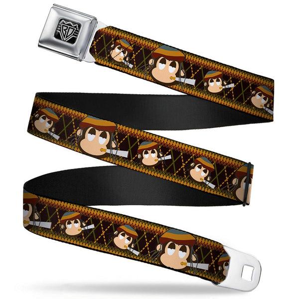 buckle down BD Wings Logo CLOSE-UP Full Color Black Silver Seatbelt Belt - Multi Smoking Monkey Argyle Brown Webbing