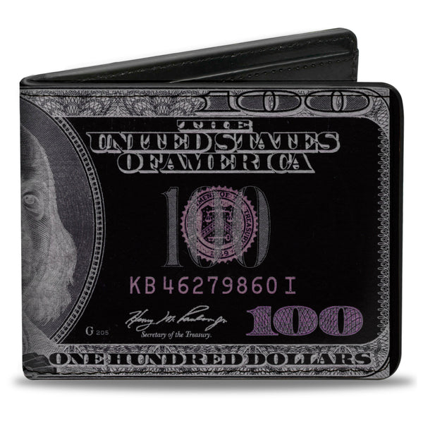 buckle down Bi-Fold Wallet - 100 Dollar Bill X-Ray Black White