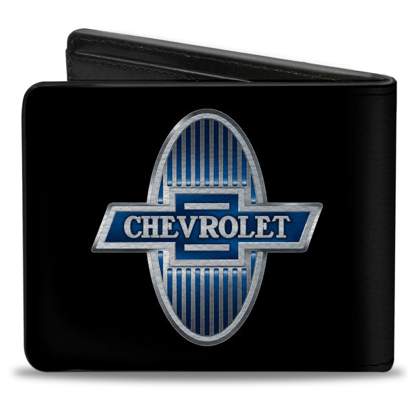 Buckle Down Bi-Fold Wallet - 1929 Chevrolet Bowtie Logo Black Silver Blue