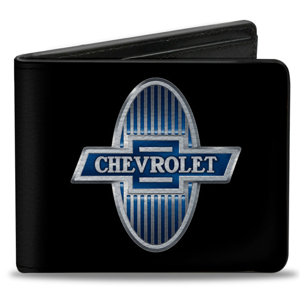 buckle down Bi-Fold Wallet - 1929 Chevrolet Bowtie Logo Black Silver Blue