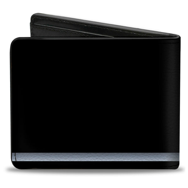 Buckle Down Bi-Fold Wallet - 1955-57 CHEVROLET V Emblem Stripe Black Silver