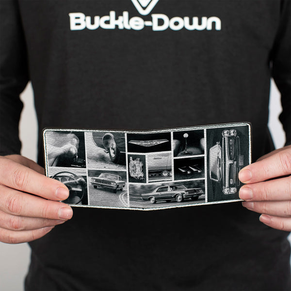 Buckle Down Bi-Fold Wallet - 1967 Pontiac GTO Snapshots White Grays