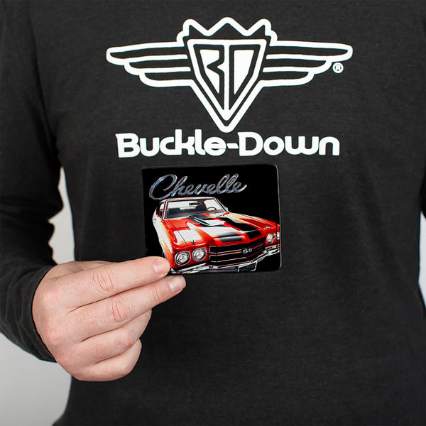 Buckle Down Bi-Fold Wallet - 1970 Chevrolet CHEVELLE Black Silver Red