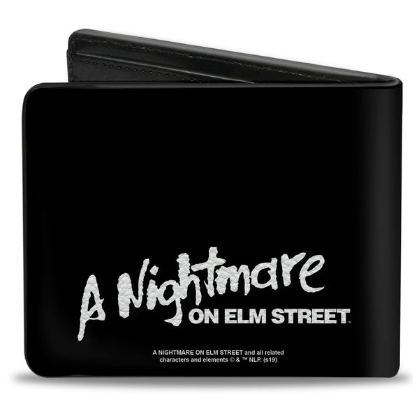 Buckle Down Bi-Fold Wallet - A Nightmare On Elm Street Freddy's Hand Scratching + Logo Black White Green Reds