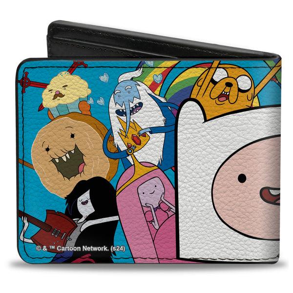 Buckle Down Bi-Fold Wallet - Adventure Time Finn Face Close-Up And Friends Blue