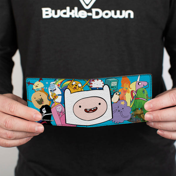 Buckle Down Bi-Fold Wallet - Adventure Time Finn Face Close-Up And Friends Blue
