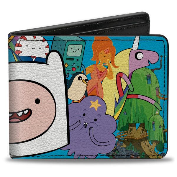 buckle down Bi-Fold Wallet - Adventure Time Finn Face Close-Up and Friends Blue