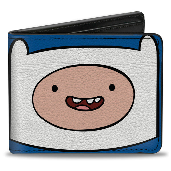 buckle down Bi-Fold Wallet - ADVENTURE TIME Title Logo and Finn Smiling Face Blue