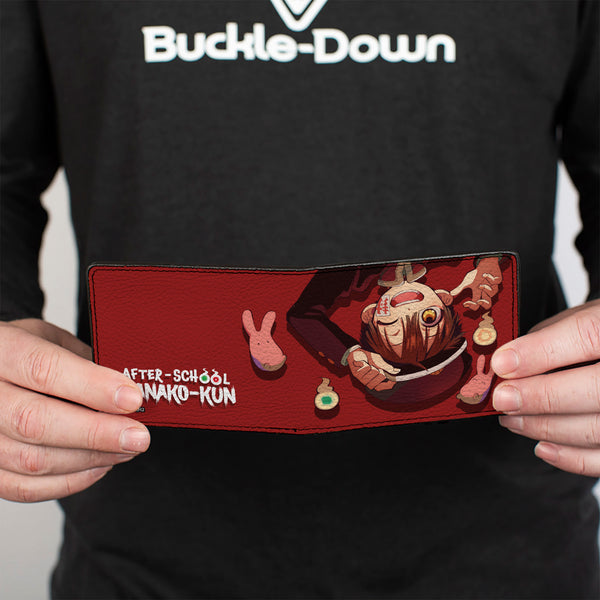 Buckle Down Bi-Fold Wallet - AFTER-SCHOOL HANAKO-KUN Hanako Flip Pose With Mokke And Title Logo Red