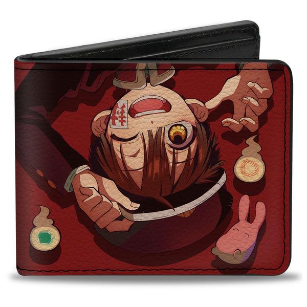 buckle down Bi-Fold Wallet - AFTER-SCHOOL HANAKO-KUN Hanako Flip Pose with Mokke and Title Logo Red