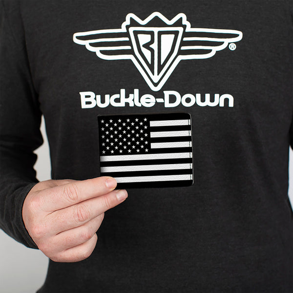 Buckle Down Bi-Fold Wallet - American Flag Black White