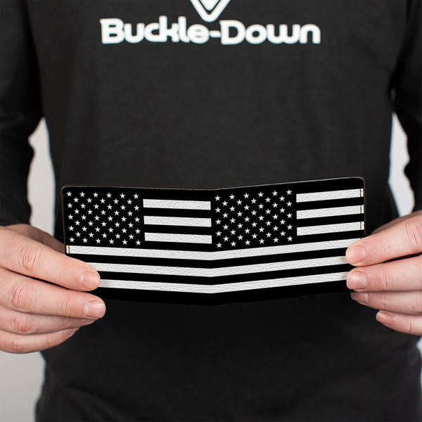 Buckle Down Bi-Fold Wallet - American Flag Black White