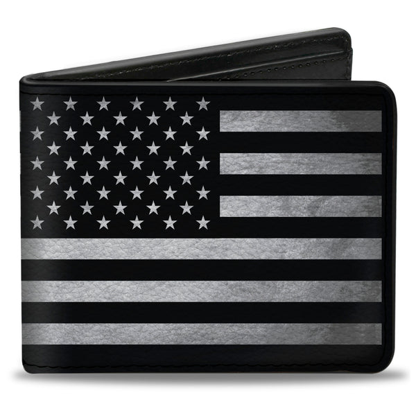 buckle down Bi-Fold Wallet - American Flag Weathered Black White