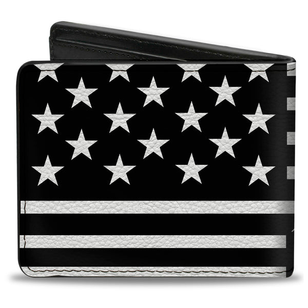 Buckle Down Bi-Fold Wallet - Americana Flag WE THE PEOPLE Black White