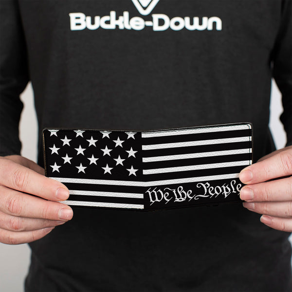 Buckle Down Bi-Fold Wallet - Americana Flag WE THE PEOPLE Black White