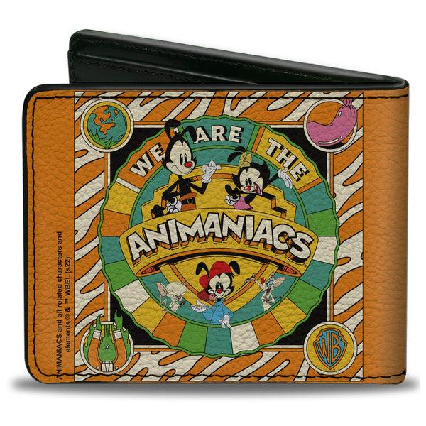 Buckle Down Bi-Fold Wallet - Animaniacs WE ARE THE ANIMANIACS Group Pose Orange White