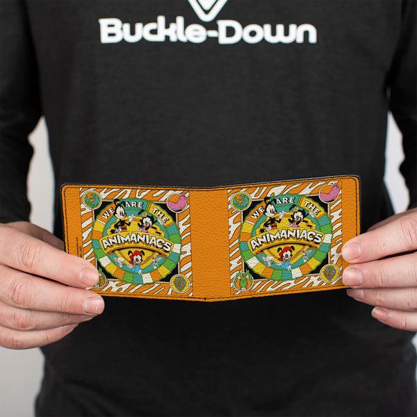 Buckle Down Bi-Fold Wallet - Animaniacs WE ARE THE ANIMANIACS Group Pose Orange White