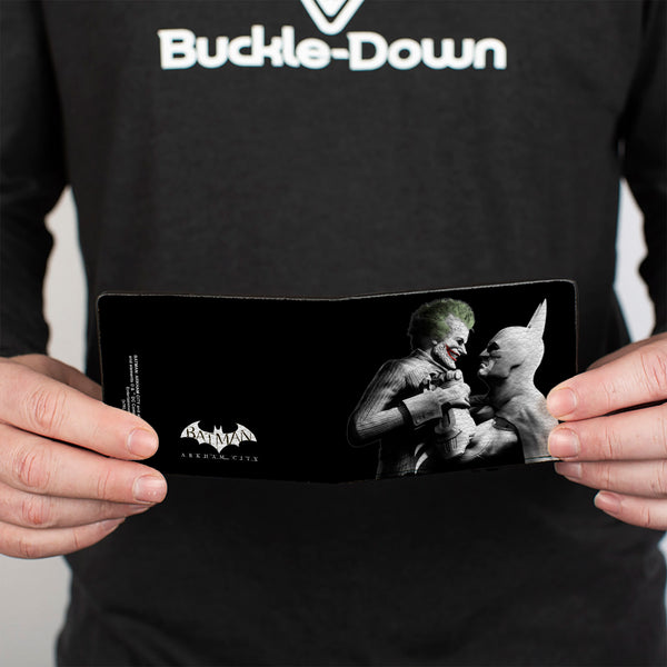 Buckle Down Bi-Fold Wallet - ARKHAM CITY Batman & Joker Fight Pose Black Grays White