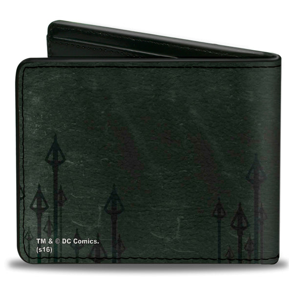 Buckle Down Bi-Fold Wallet - Arrow Standing Profile Pose Arrow Tips Greens