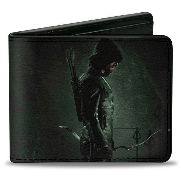 buckle down Bi-Fold Wallet - Arrow Standing Profile Pose Arrow Tips Greens