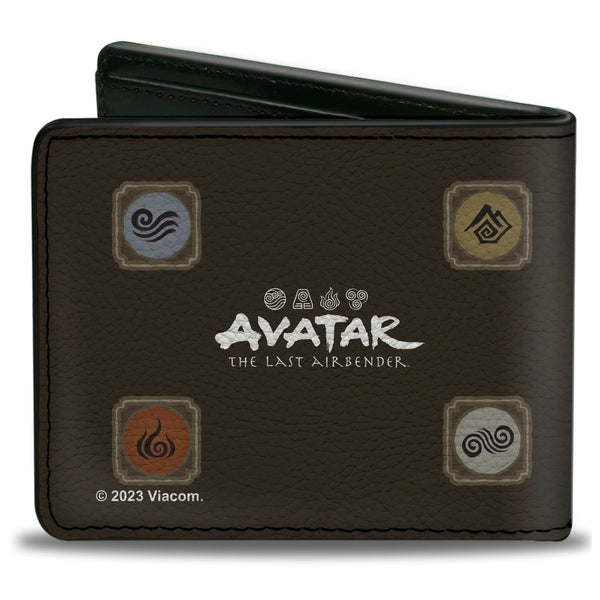 Buckle Down Bi-Fold Wallet - Avatar Last Airbender Elements Map With Icons And Title Logo Browns