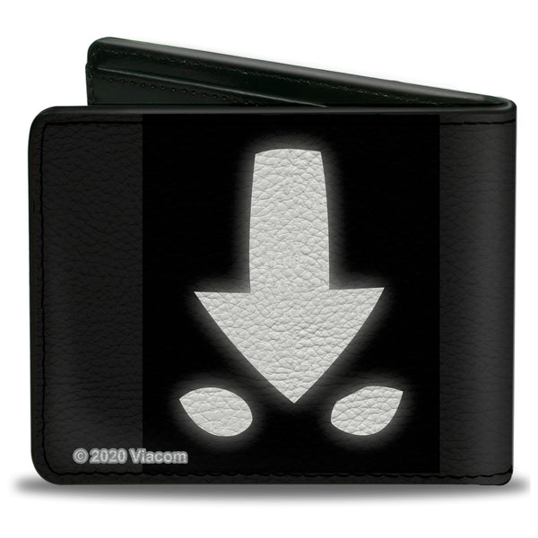 Buckle Down Bi-Fold Wallet - Avatar The Last Airbender Aang Meditating Pose + Glowing Arrow Eyes Black White