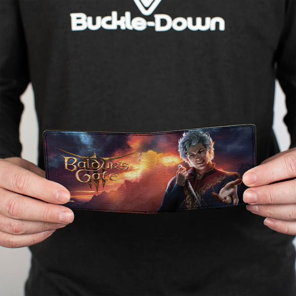 Buckle Down Bi-Fold Wallet - BALDUR'S GATE Astarion Hand Out Pose And Title Logo