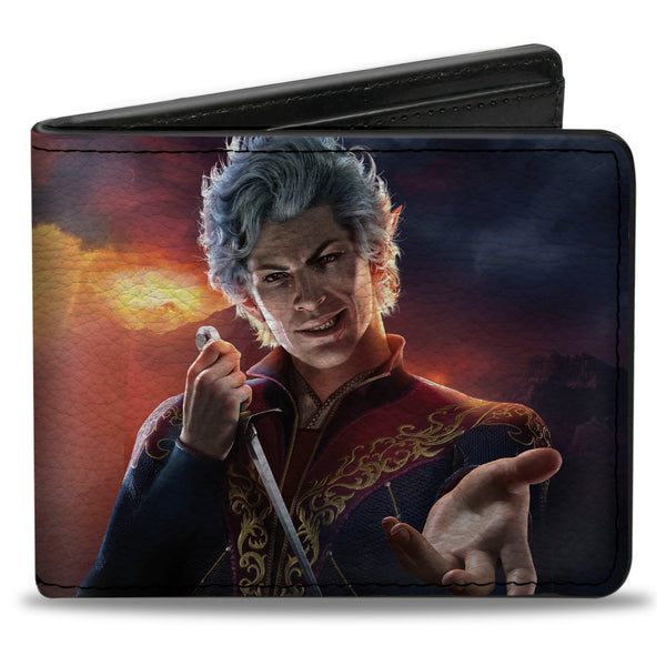 buckle down Bi-Fold Wallet - BALDUR'S GATE Astarion Hand Out Pose and Title Logo