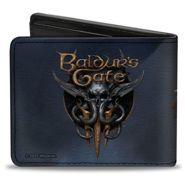 Buckle Down Bi-Fold Wallet - BALDUR'S GATE Lae'zel Sword Pose And Title Logo