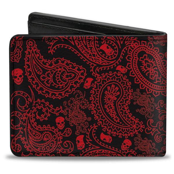 Buckle Down Bi-Fold Wallet - Bandana Skulls Black Red