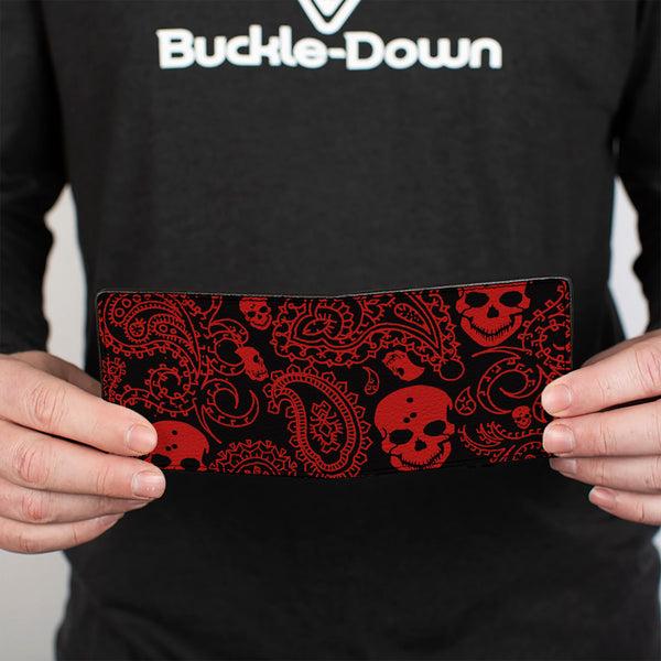 Buckle Down Bi-Fold Wallet - Bandana Skulls Black Red