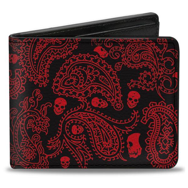 buckle down Bi-Fold Wallet - Bandana Skulls Black Red