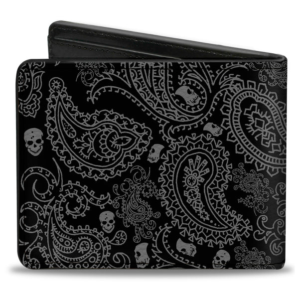 Buckle Down Bi-Fold Wallet - Bandana Skulls Black Silver