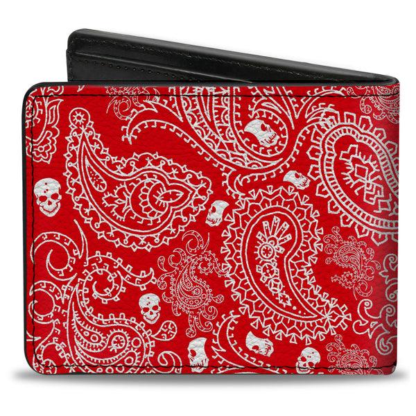 Buckle Down Bi-Fold Wallet - Bandana Skulls Red White